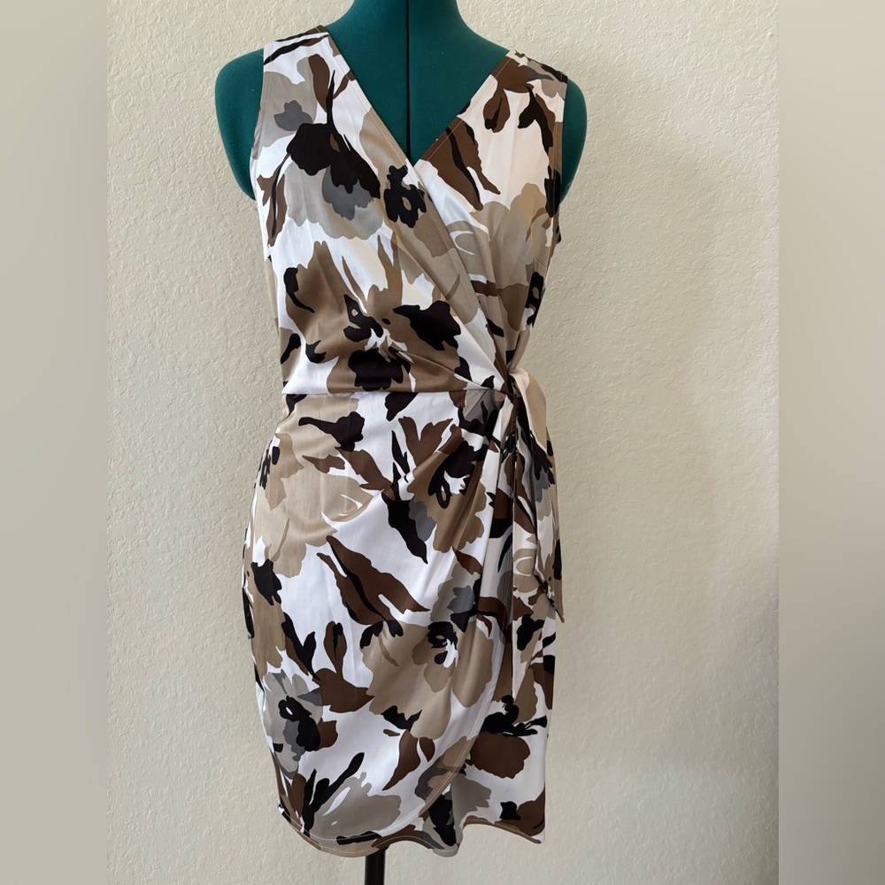 Cache Brown and Cream Patterned Dress